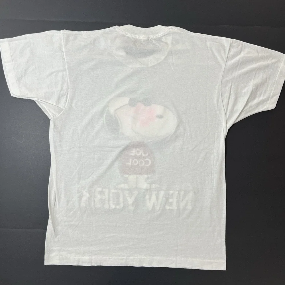 Vintage Joe Cool New York‎ Tshirt Single Stitch Size M White Puff Print Snoopy